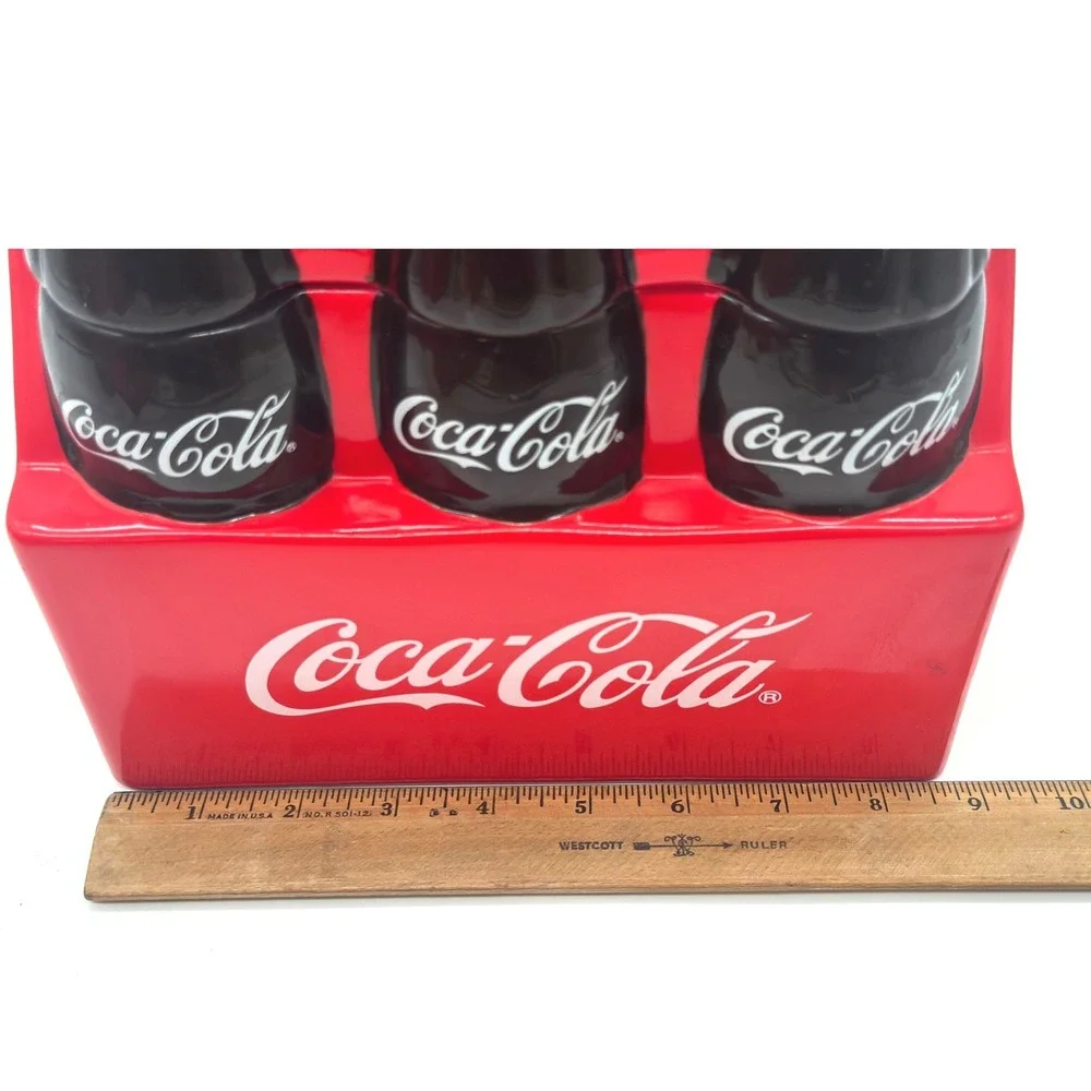 Coca-Cola Gibson Ceramic 6-Pack Bottle Carrier Cookie Jar Red White 2001 Vintage